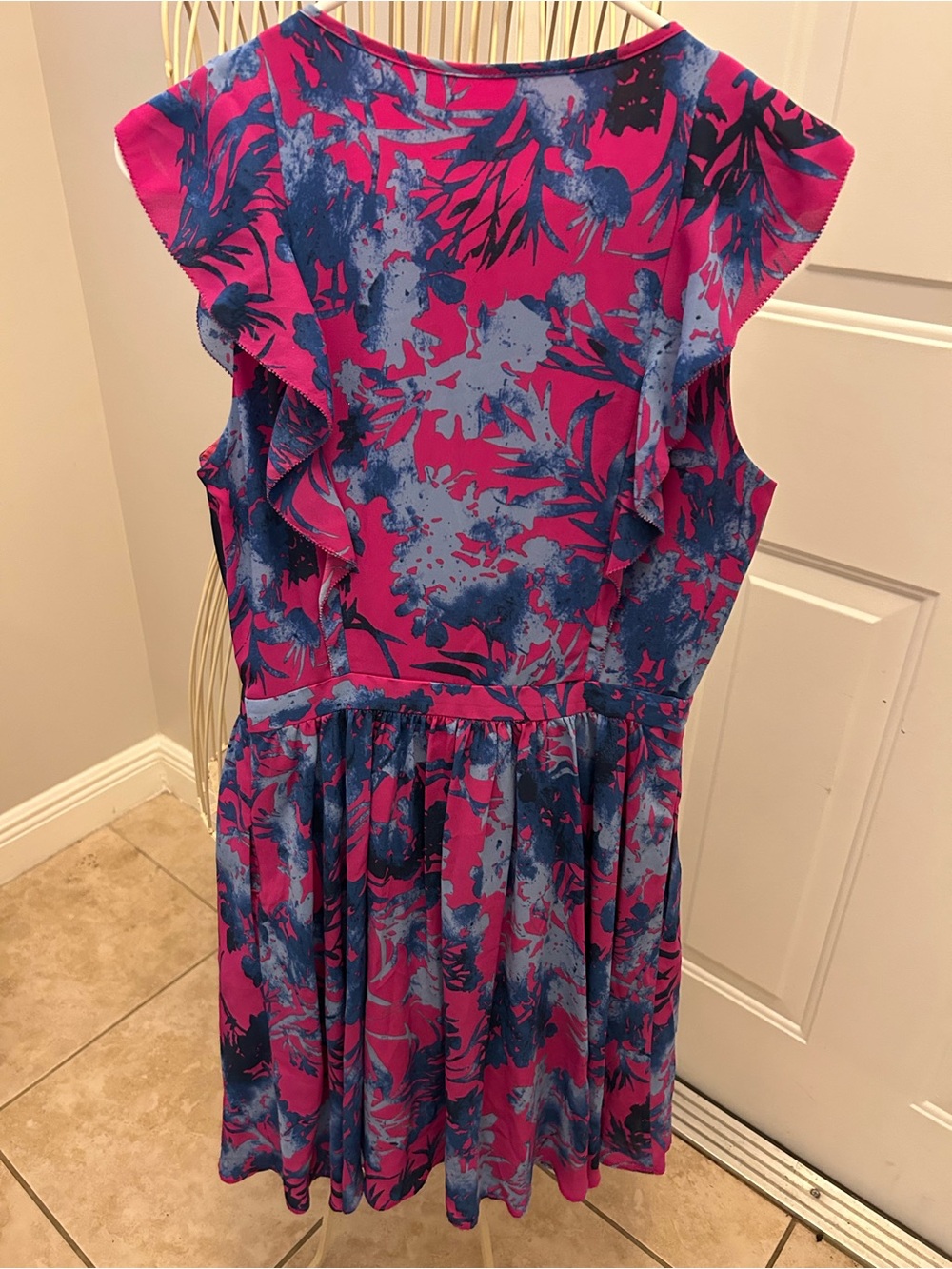 Banana Republic Girls' Pink and Blue Floral Ruffle Dress